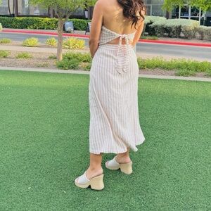 Americana Picnic A-Line Maxi Skirt A New Day Pink/Cream Striped Small AND Top XS